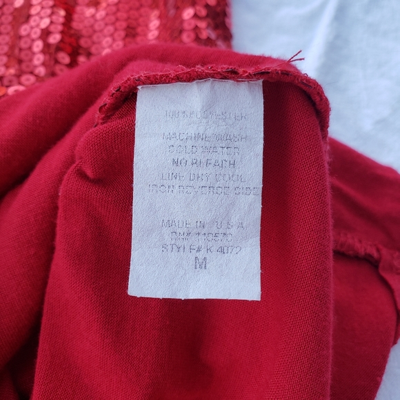 00's Carrie Allen Red Sequined Knit Tank Top Size M - Picture 6 of 6